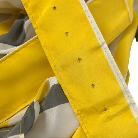 VTG Abstract Stripe Dolman Sleeve Midi Dress Yellow Grey Size 9 - Picture 9 of 9